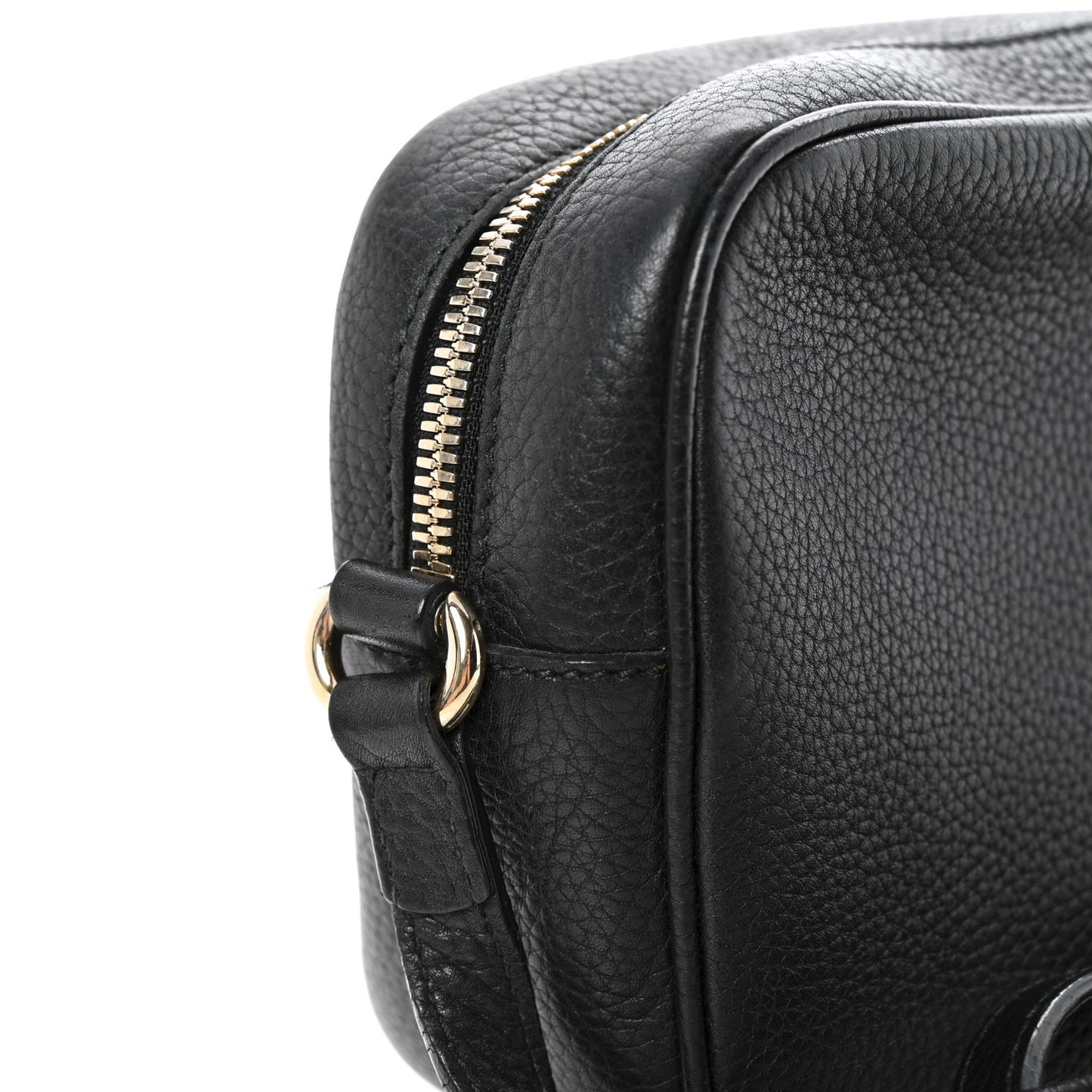 Pebbled Calfskin Small Soho Disco Bag Black