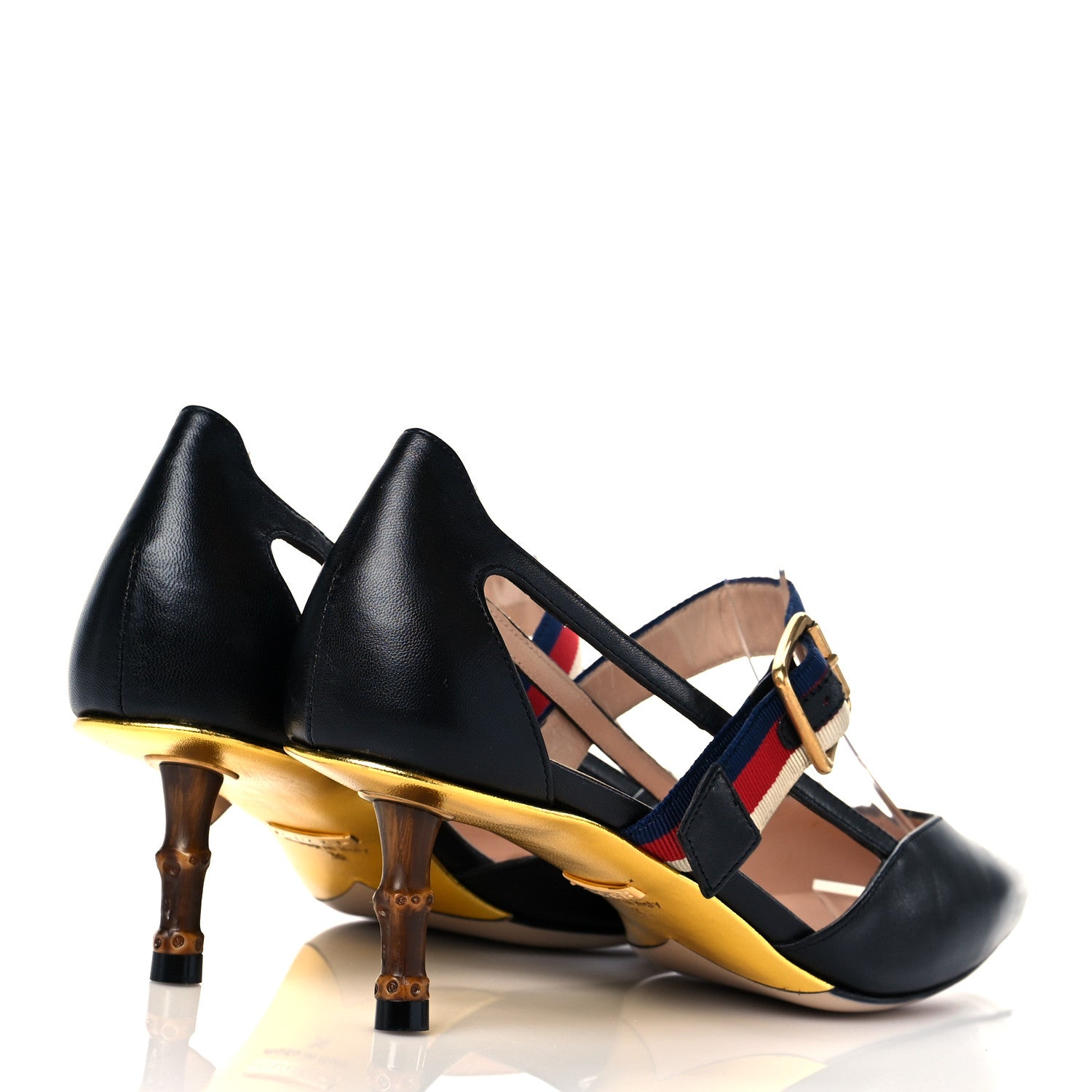 Gucci Malaga Kid Grosgrain Sylvie Web Bamboo Mules 36 Black 4 of 10