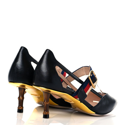 Gucci Malaga Kid Grosgrain Sylvie Web Bamboo Mules 36 Black 4 of 10
