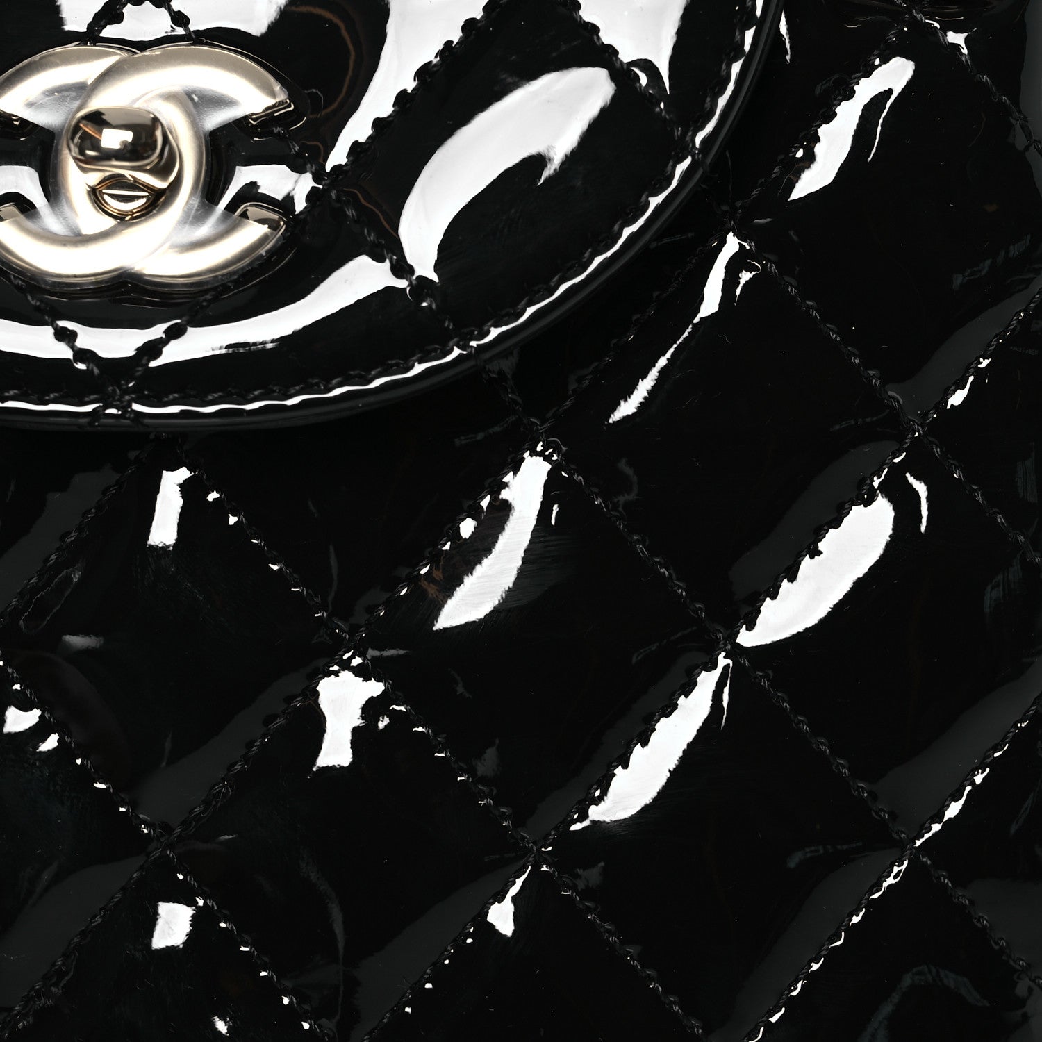 Chanel Patent Quilted Shiny Coco Small Flap Hobo Black 10 of 11