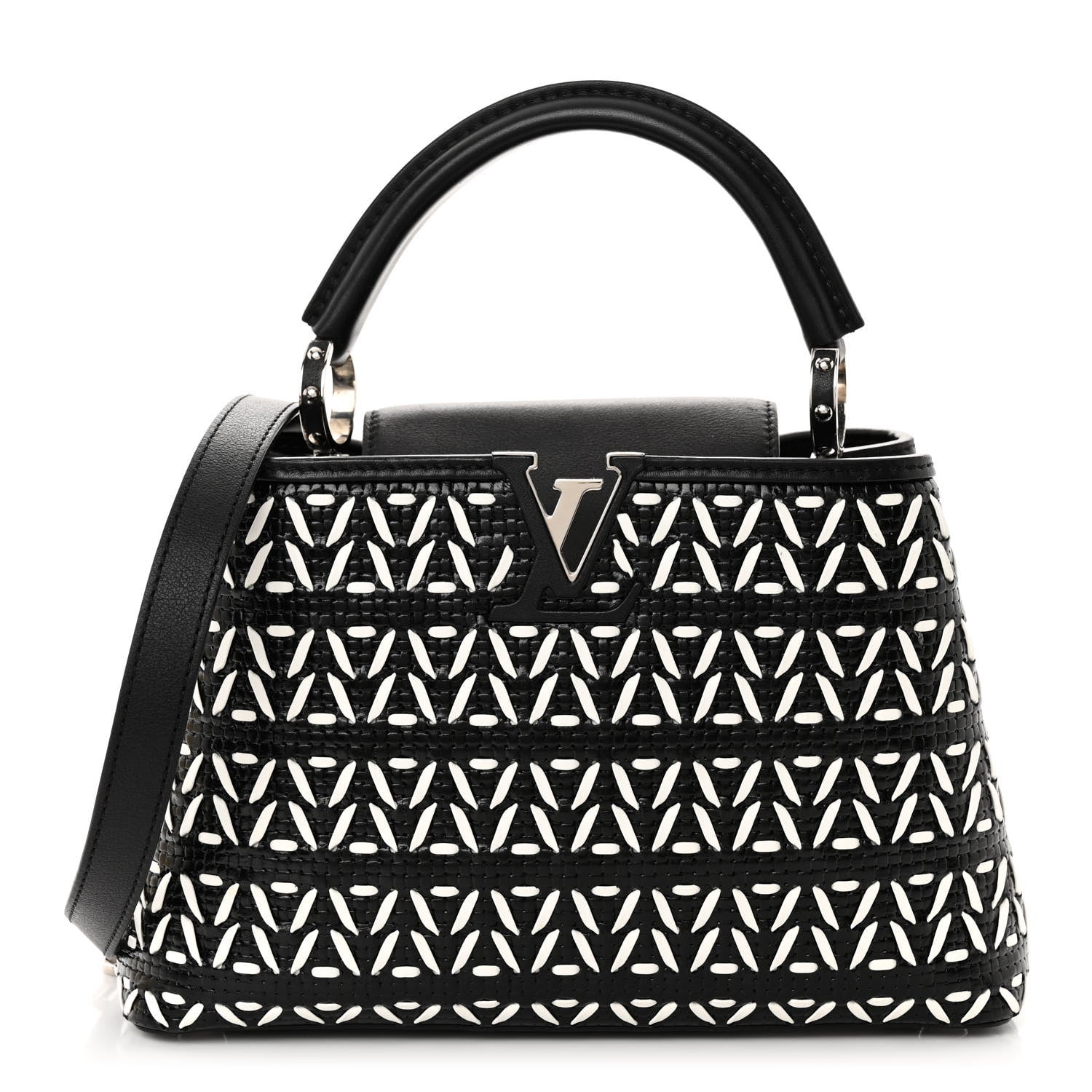 Louis Vuitton Calfskin Plaited Capucines BB Black 1 of 9