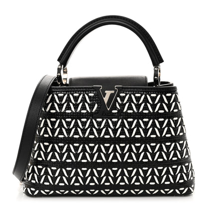 Louis Vuitton Calfskin Plaited Capucines BB Black 1 of 9