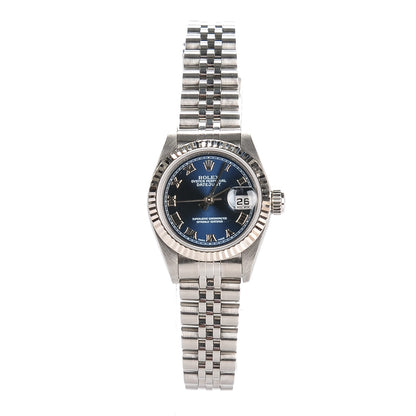 Rolex Stainless Steel 18K White Gold 26mm Oyster Perpetual Datejust Watch Blue Roman 69147 3 of 7