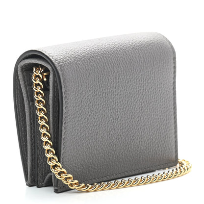 Gucci Grainy Calfskin Zumi Chain Card Case Wallet Dusty Grey 3 of 6