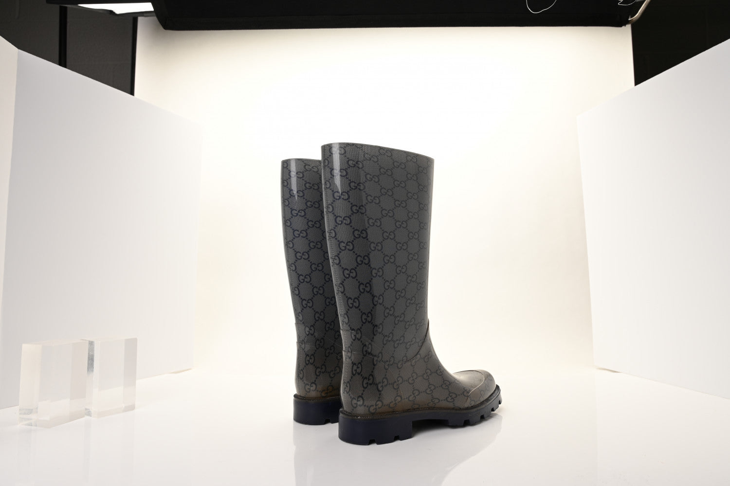 Gucci Rubber Monogram Rain Boots 37 Transparent Blue 8 of 14