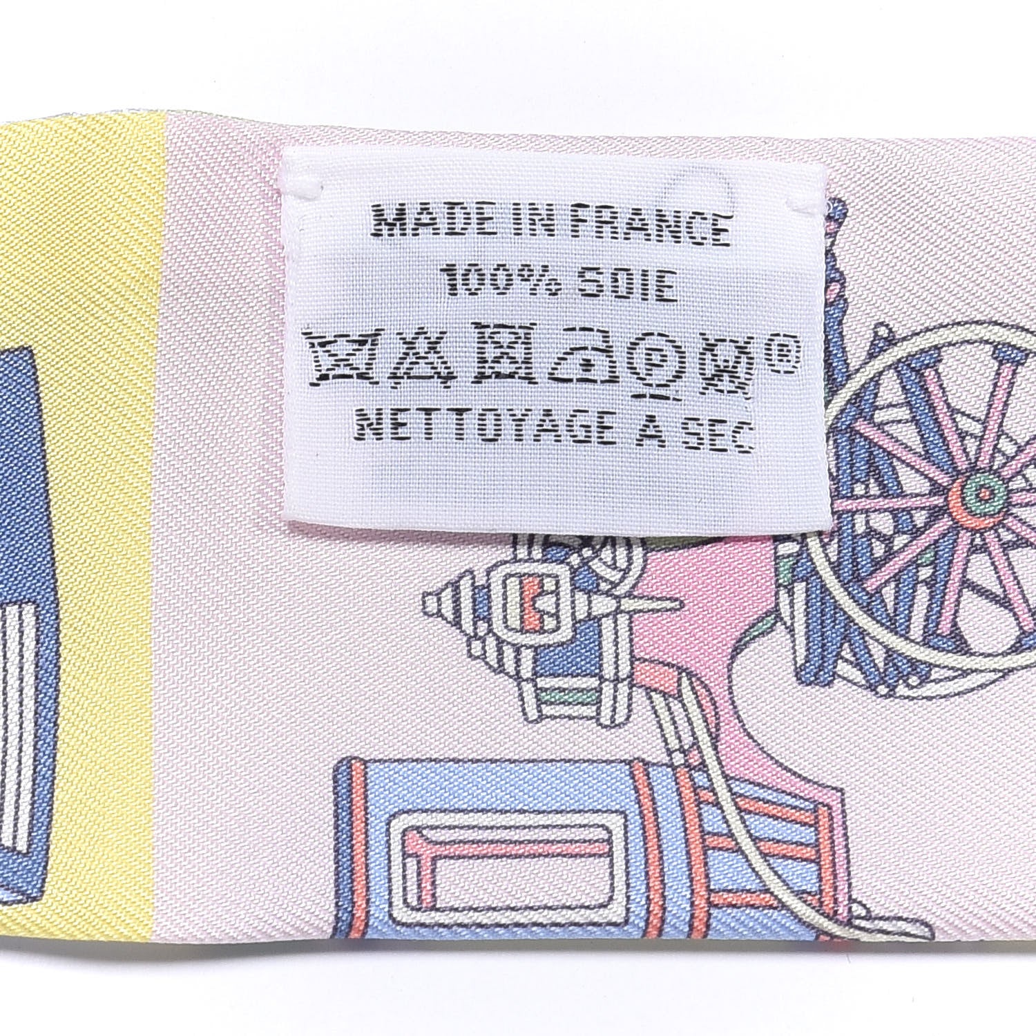 Hermes Silk Les Voitures Exquises Twilly Rose Pale Jaune Pale 3 of 4
