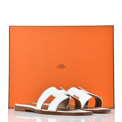 Hermes Box Calfskin Oran Sandals 36 White 9 of 9