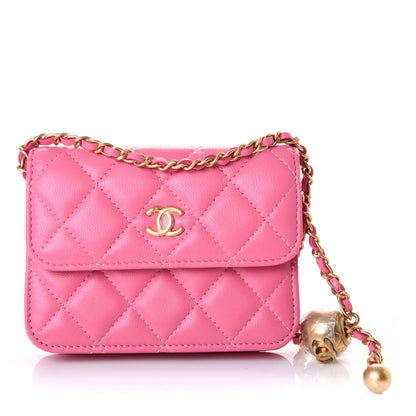 Chanel Lambskin Quilted Pearl Crush Clutch With Chain Pink 1 of 9