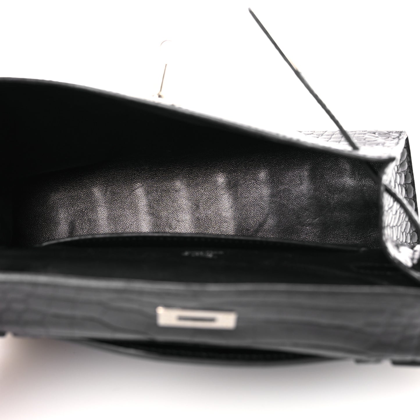Shiny Alligator Kelly Pochette Black