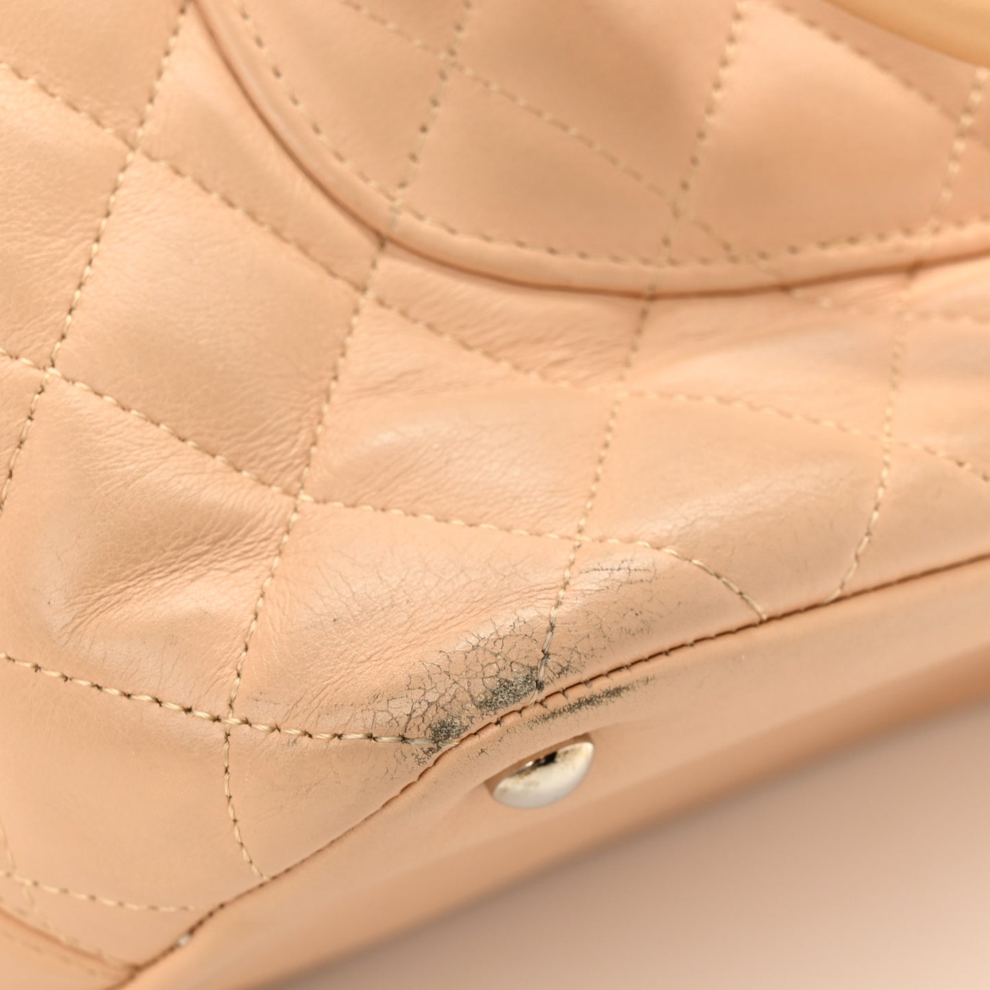 Calfskin Quilted Medium Cambon Tote Beige