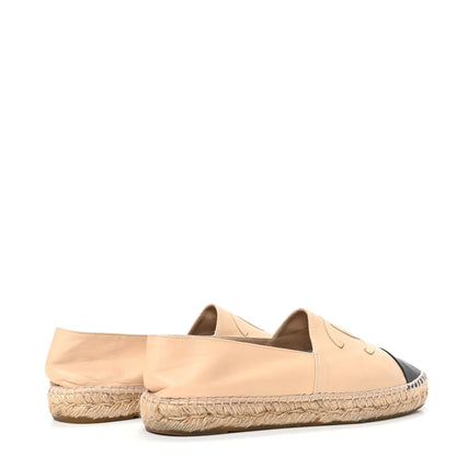 Chanel Lambskin CC Espadrilles 40 Beige Black 4 of 7