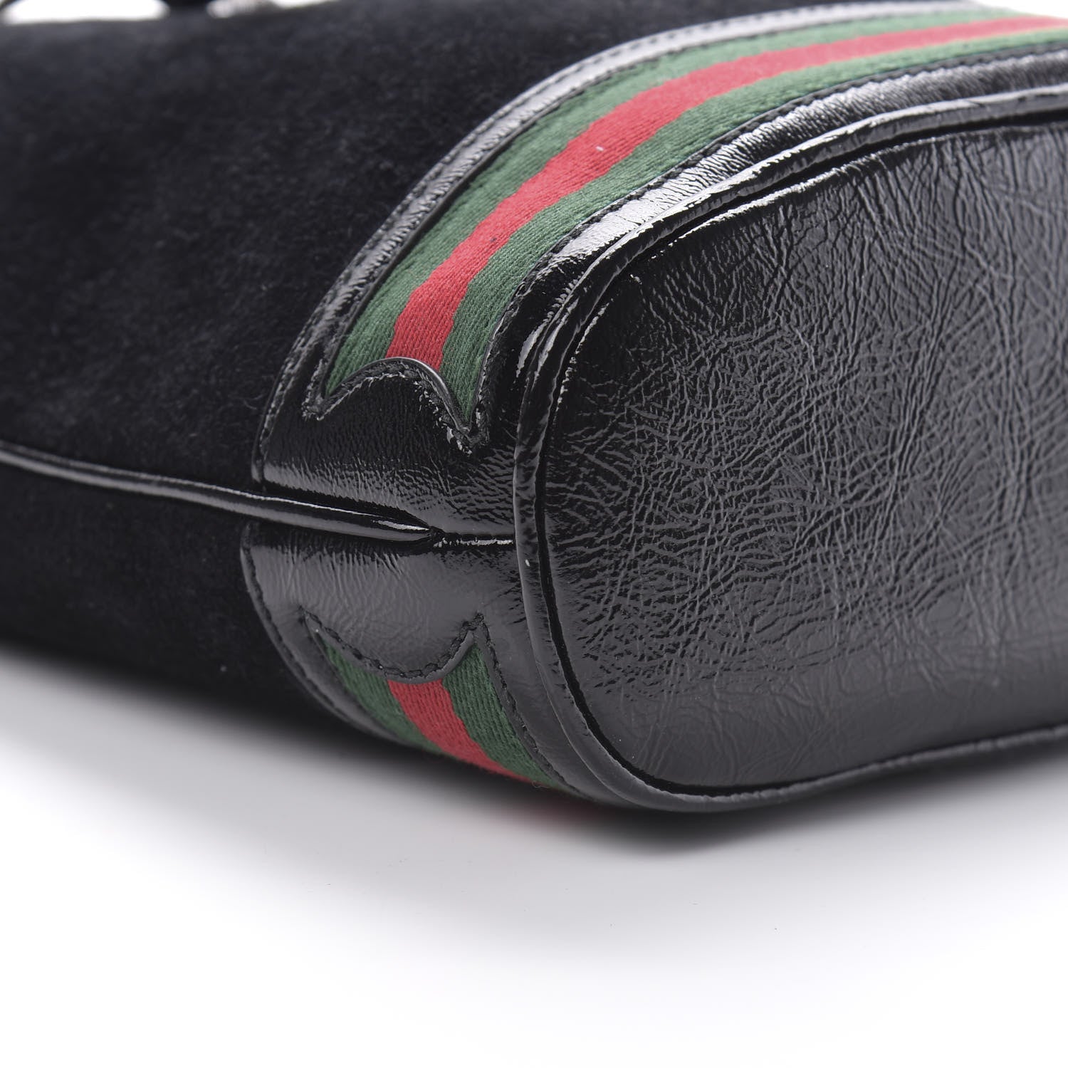 Gucci Suede Patent Web Small Ophidia Bucket Bag Black 9 of 10