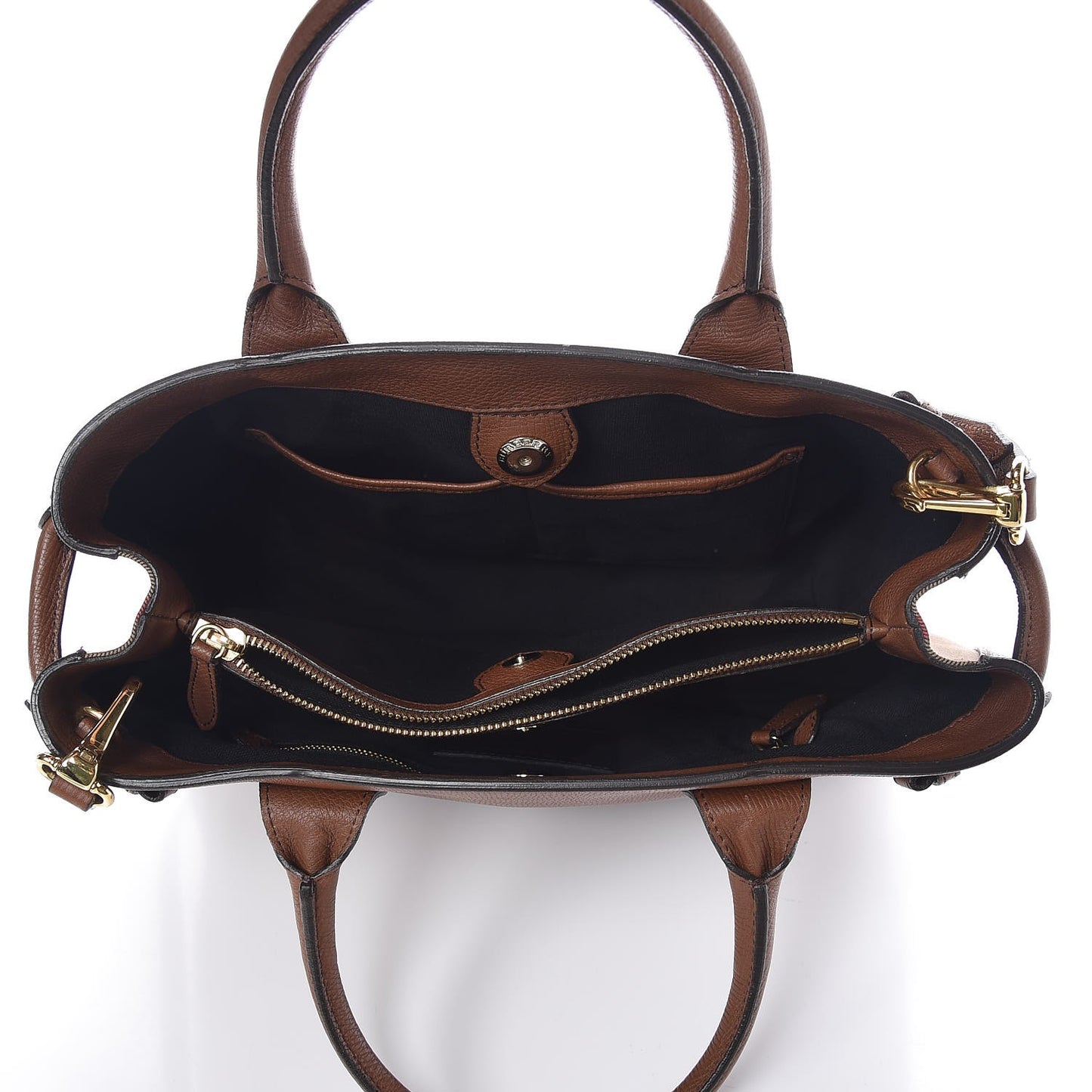 Derby Calfskin House Check Medium Banner Tote Tan