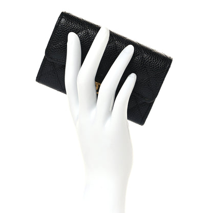 Chanel Caviar Quilted Flap Card Holder Wallet Black 2 of 8
