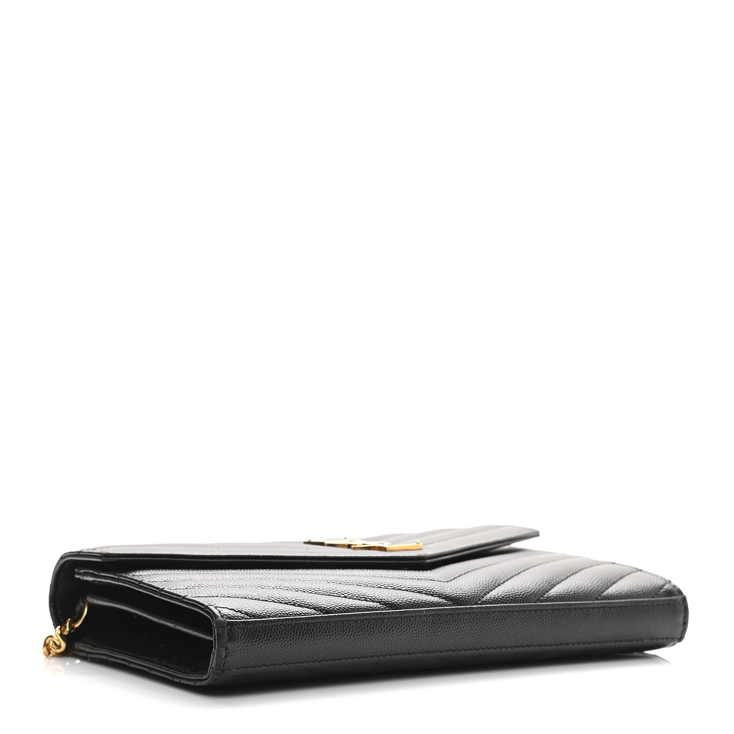 Grain De Poudre Matelasse Chevron Monogram Chain Wallet Black