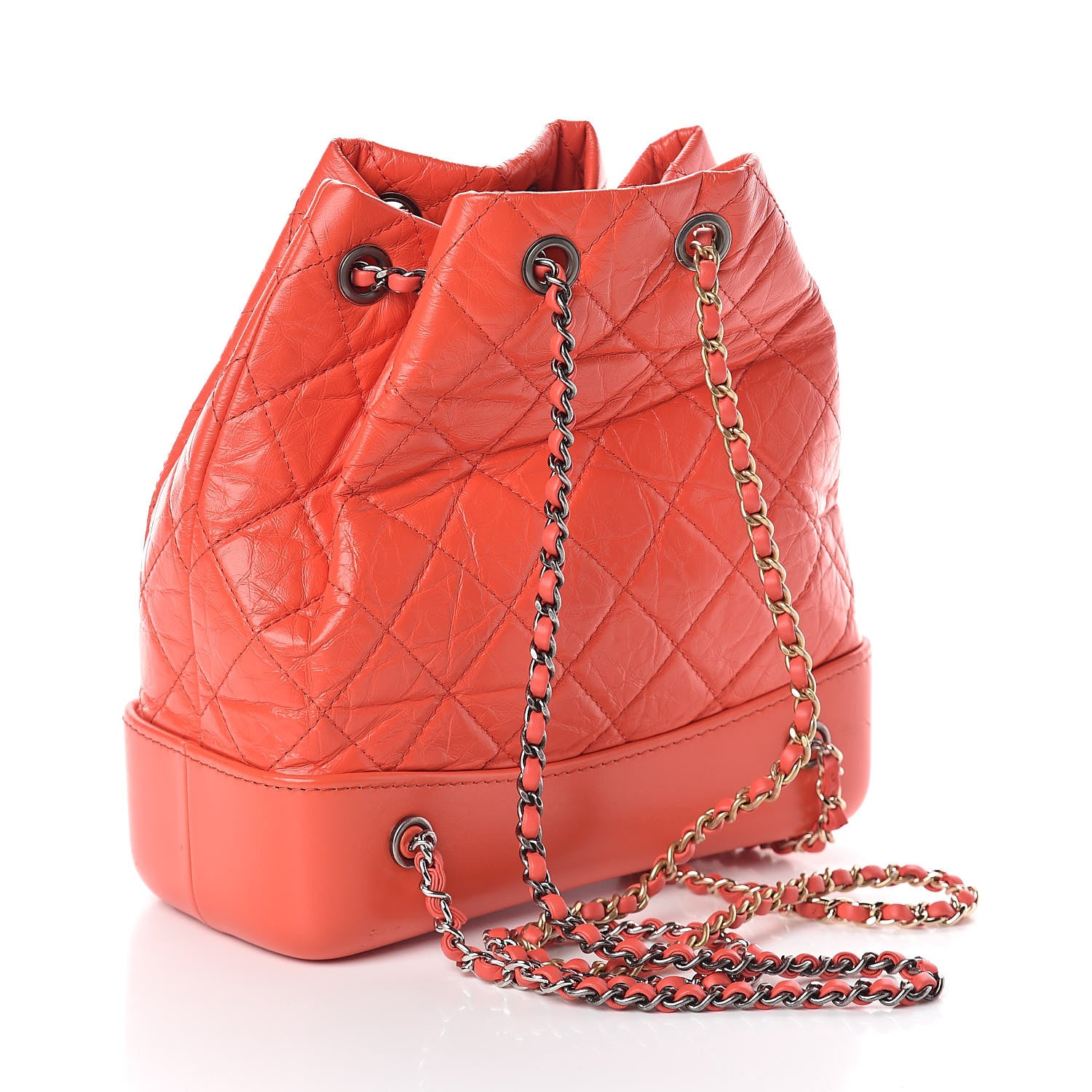 Chanel Aged Calfskin Quilted Small Gabrielle Backpack Orange 3 of 12