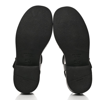 Prada Foam Rubber Metal Triangle Logo 50mm Cage Sandals 38 Black 5 of 8
