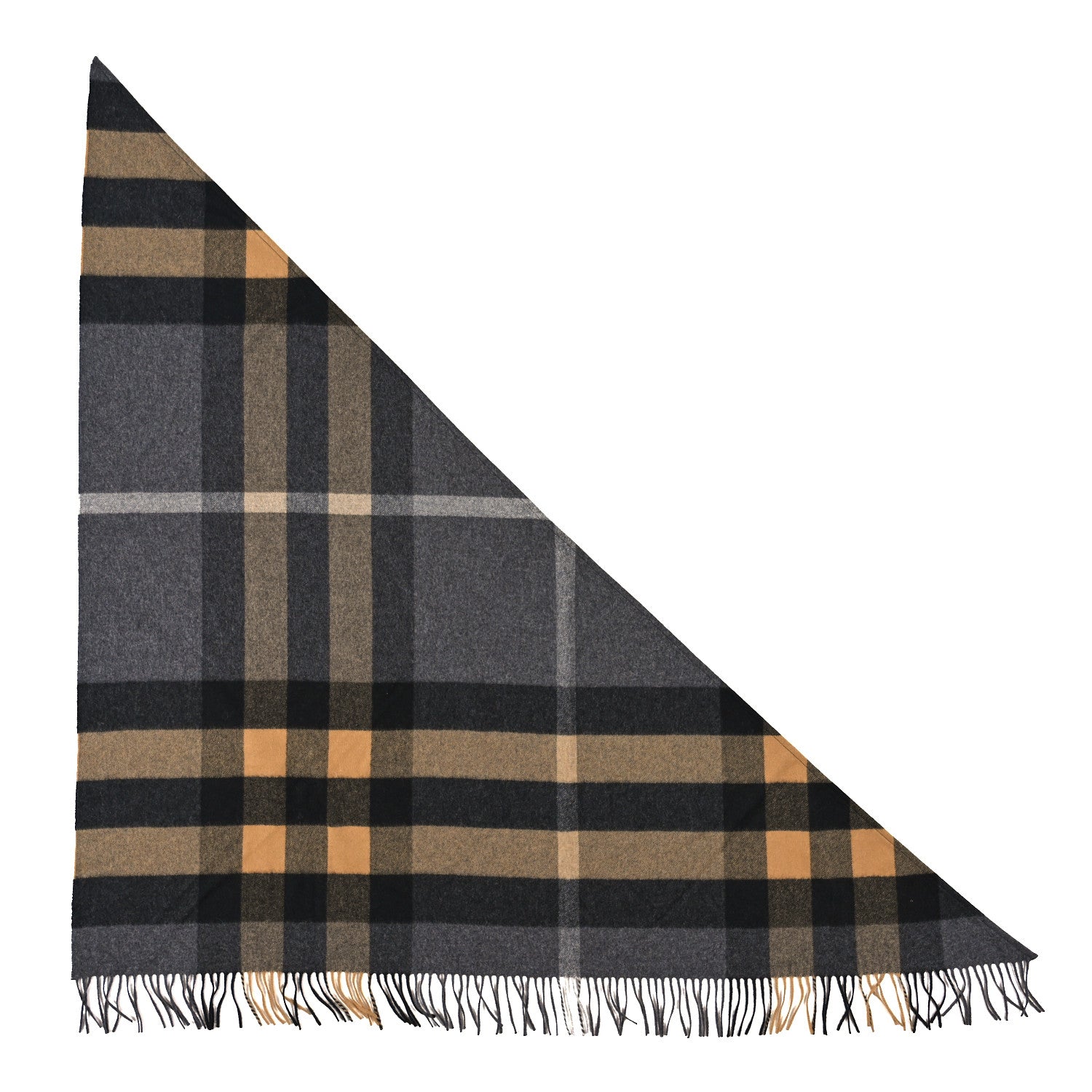 Burberry Cashmere Giant House Check Cape Scarf Grey Yellow 1 of 3