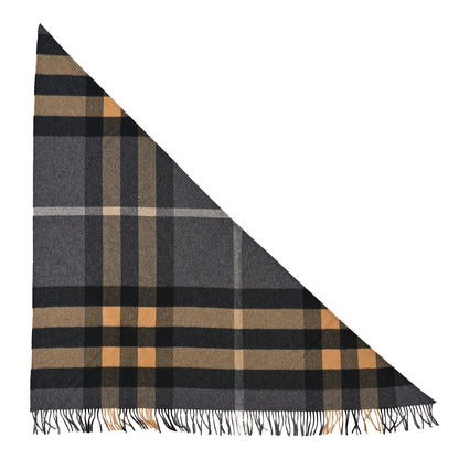 Burberry Cashmere Giant House Check Cape Scarf Grey Yellow 1 of 3
