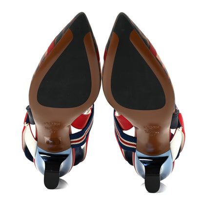 Fendi Technical Mesh FF Colibri 55mm Slingback Pumps 37 Tobacco Moro Zaffiro Ciliegia Rosso 6 of 13