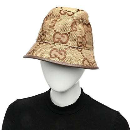 Gucci Monogram Jumbo GG Bucket Hat XL Camel Ebony New Acero 2 of 8