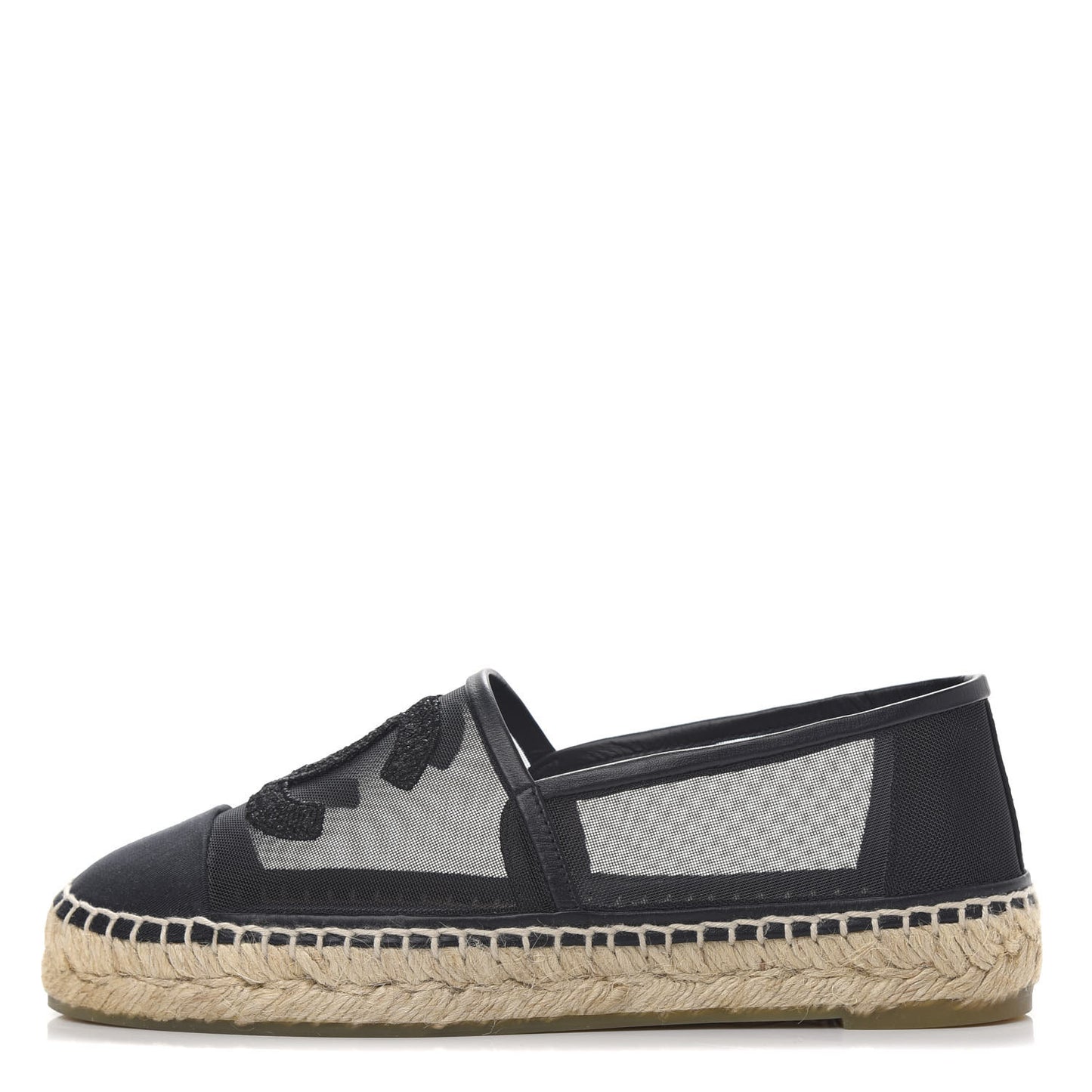 Mesh Grosgrain CC Espadrilles 36 Black