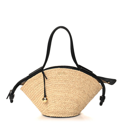 Loewe Raffia Nappa Calfskin Small Paseo Basket Bag Natural Black 1 of 9