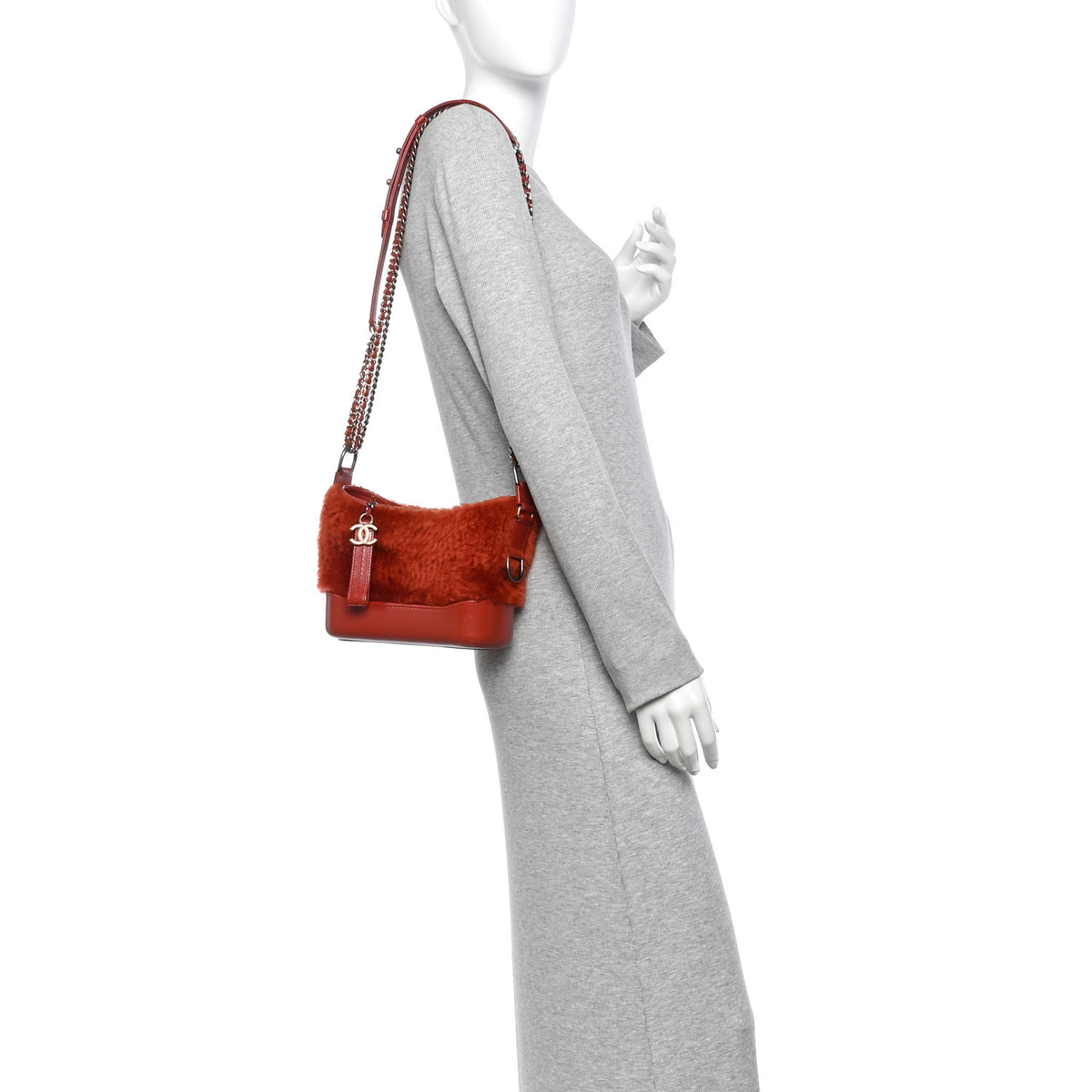 Shearling Small Gabrielle Hobo Red