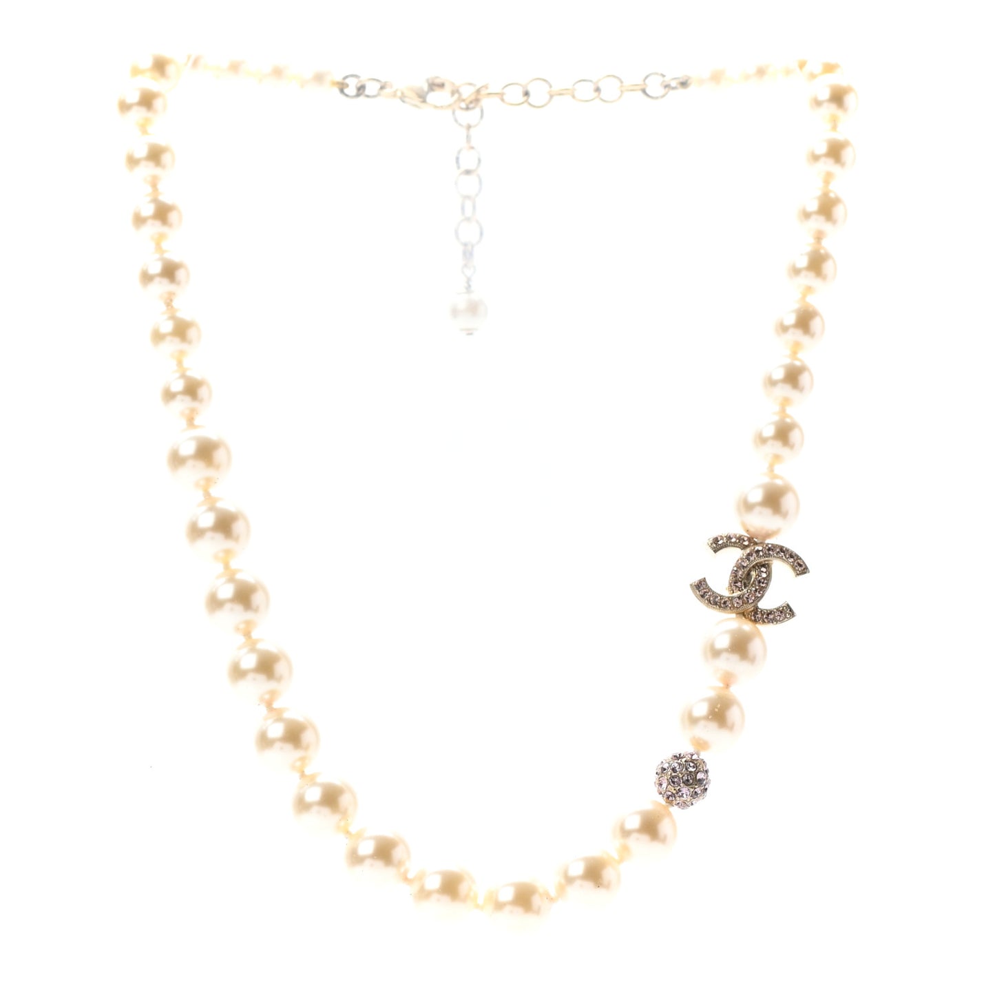 Pearl Crystal CC Short Necklace Gold Pink