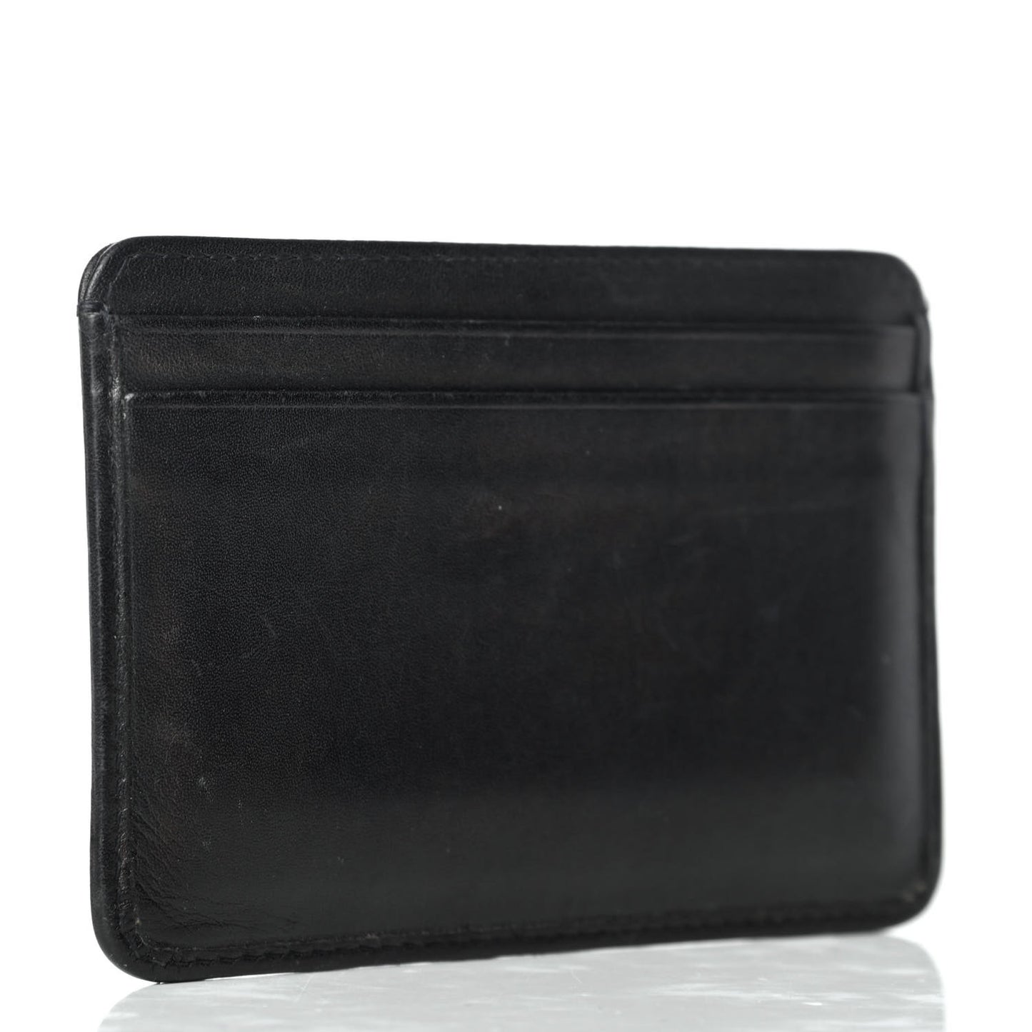 Calfskin Quilted Cambon Card Holder Black