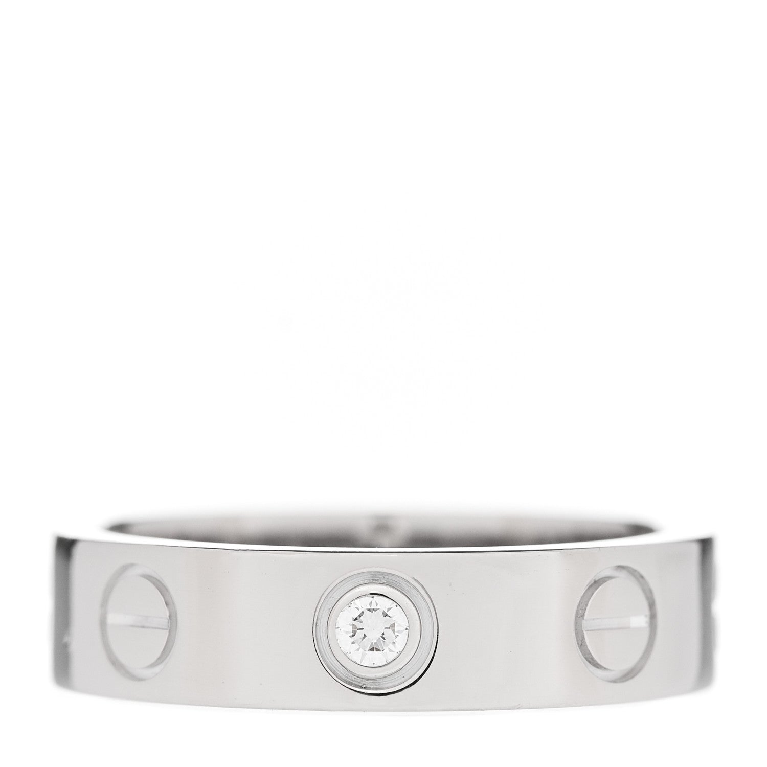 Cartier 18K White Gold Diamond 4mm LOVE Wedding Band Ring  44 3 1 of 5