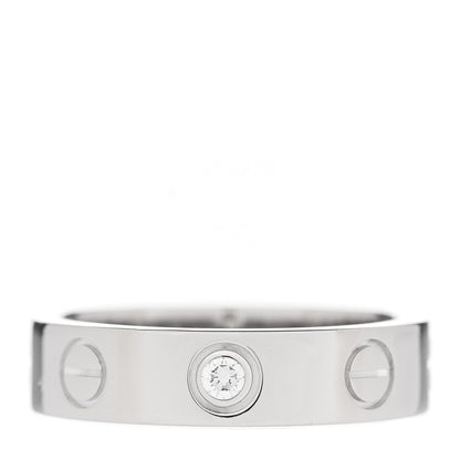 Cartier 18K White Gold Diamond 4mm LOVE Wedding Band Ring  44 3 1 of 5
