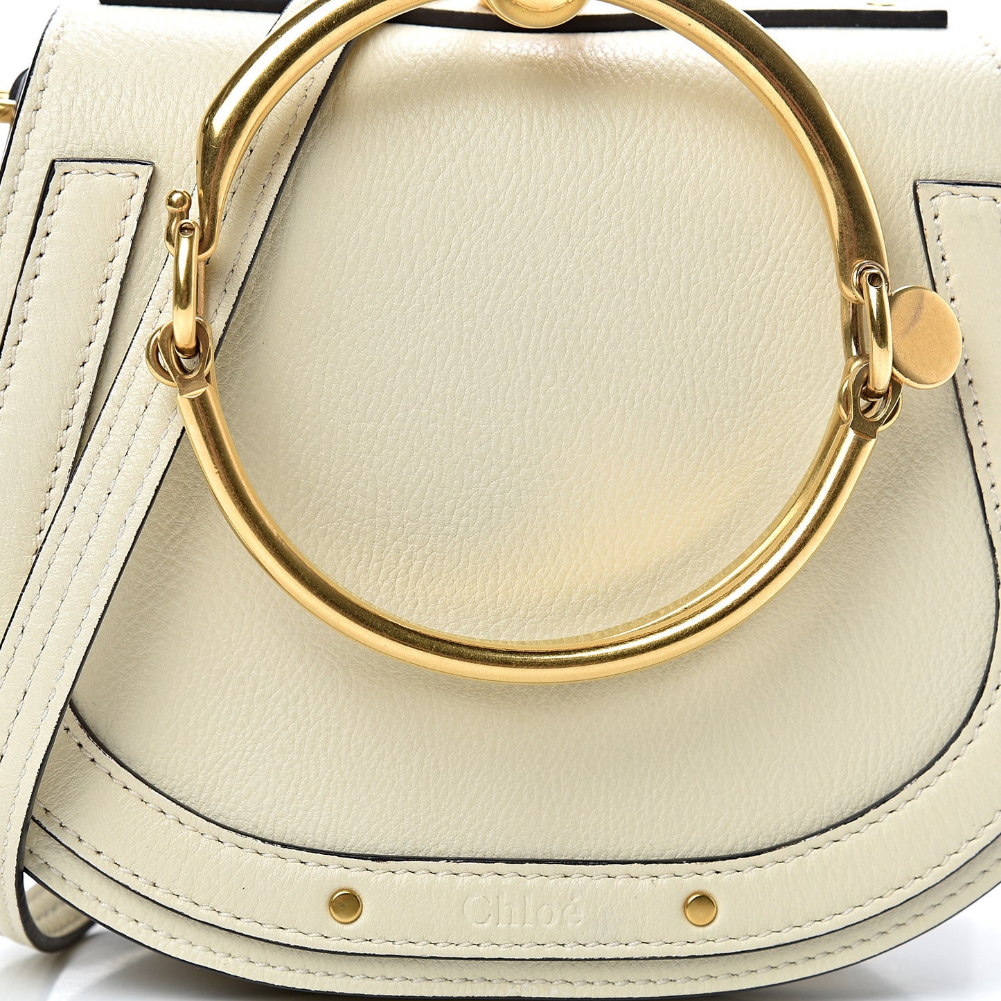 Calfskin Suede Small Nile Bracelet Bag Off White