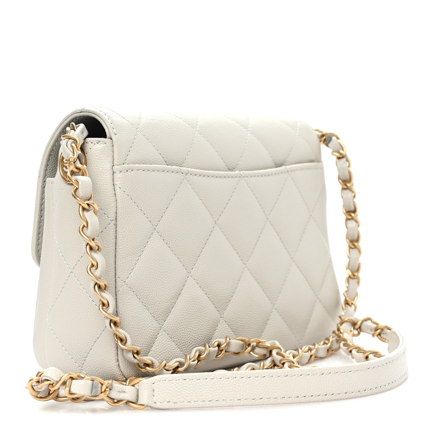 Chanel Calfskin Caviar Quilted Square Chain Flap Grey 3 of 11