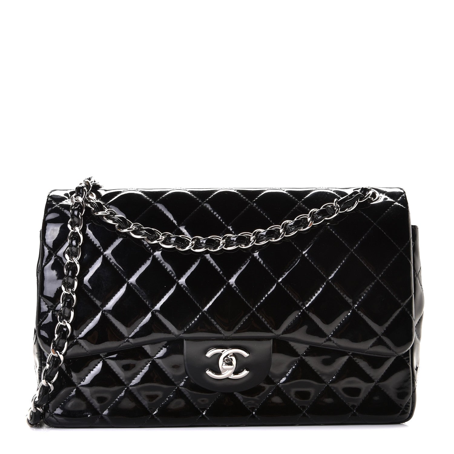 Chanel Patent Quilted Jumbo Double Flap Black 1 of 9