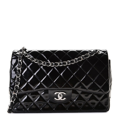 Chanel Patent Quilted Jumbo Double Flap Black 1 of 9