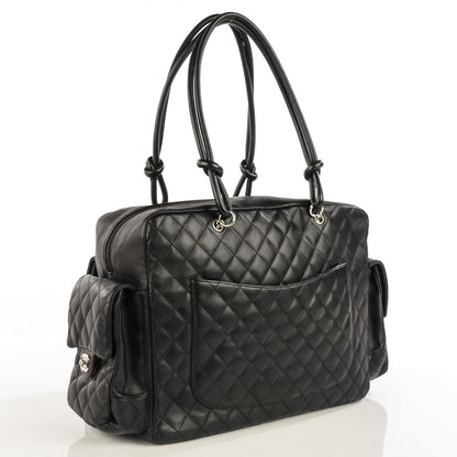 Chanel Calfskin Quilted XL Cambon Multipocket Reporter Black White 3 of 7