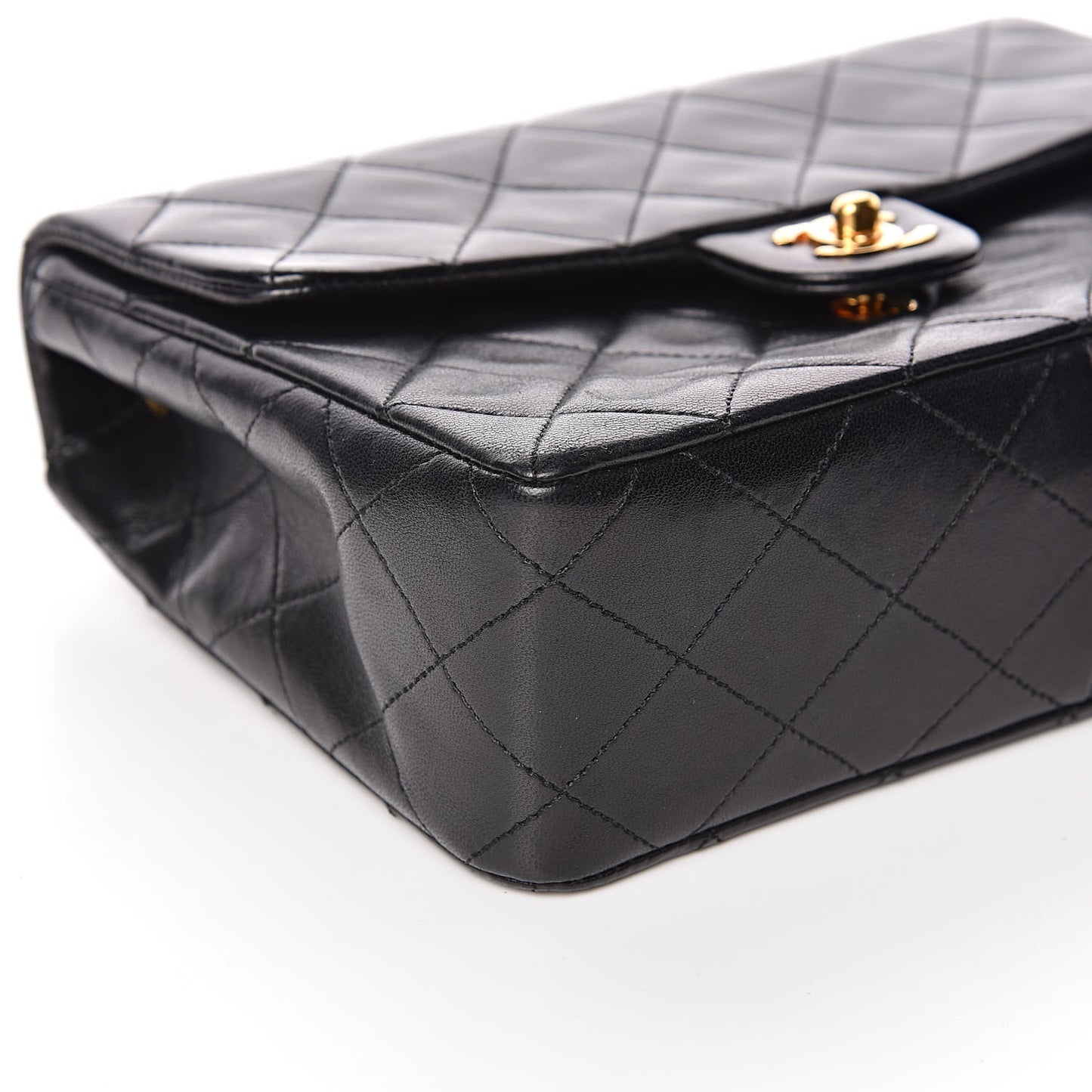 Lambskin Quilted Mini Square Flap Bag Black