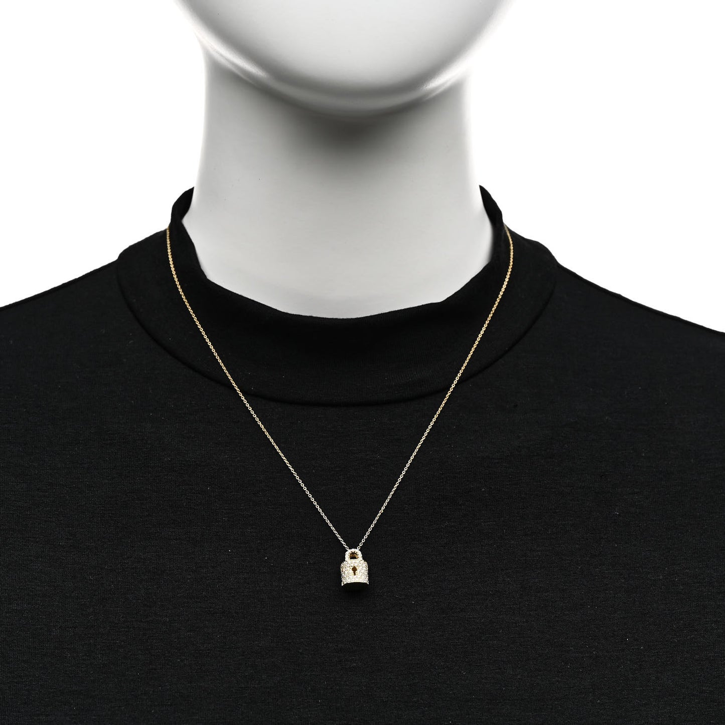 18K Yellow Gold Diamond Tiny Treasures Lock Pendant Necklace