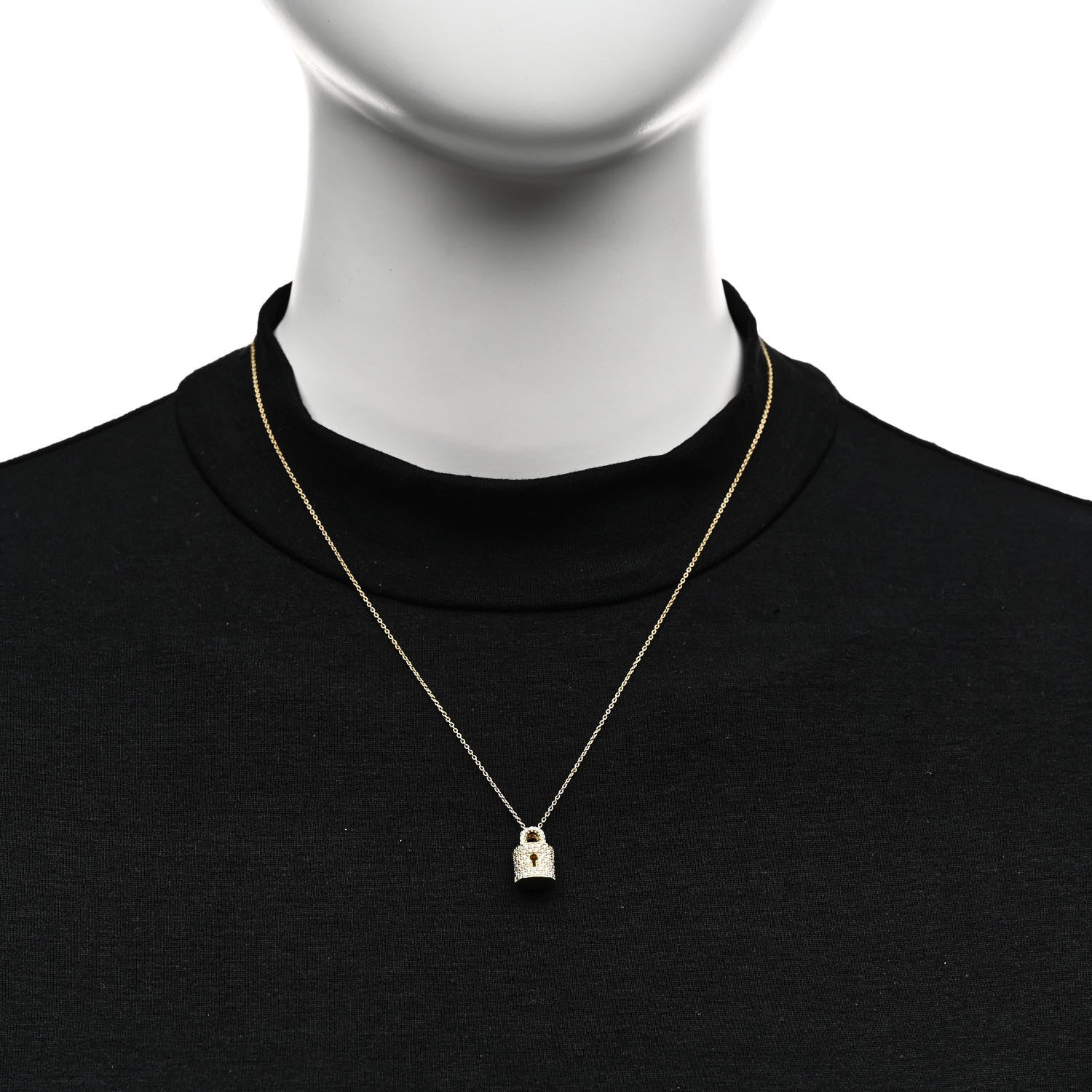 Roberto Coin 18K Yellow Gold Diamond Tiny Treasures Lock Pendant Necklace 2 of 5