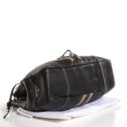 Prada Vitello Daino Stripe Shoulder Bag Nero Black 4 of 8