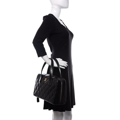 Chanel Calfskin Stitch Surpique Bowler Black 2 of 16