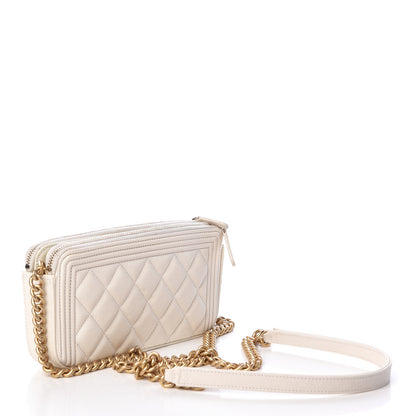 Chanel Caviar Quilted Small Boy Clutch With Chain White 3 of 11