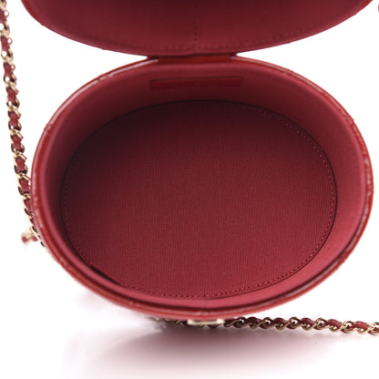 Chanel Patent Quilted Small Round Vanity With Chain Red 7 of 11