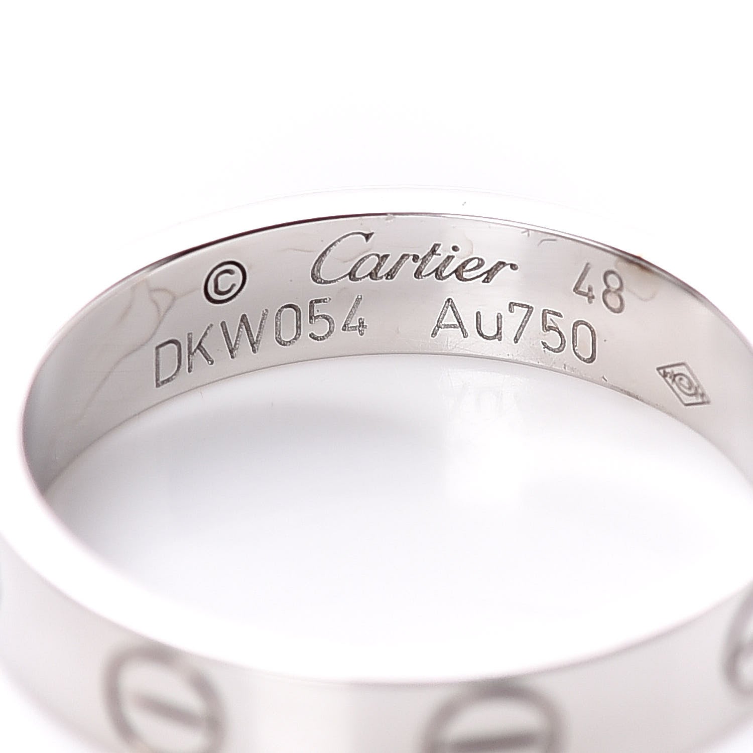 Cartier 18K White Gold 3.5mm LOVE Wedding Band Ring 48 4.5 4 of 5