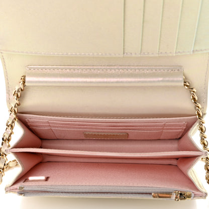 Chanel Iridescent Lambskin Quilted Mini Wallet On Chain WOC Ivory 5 of 12