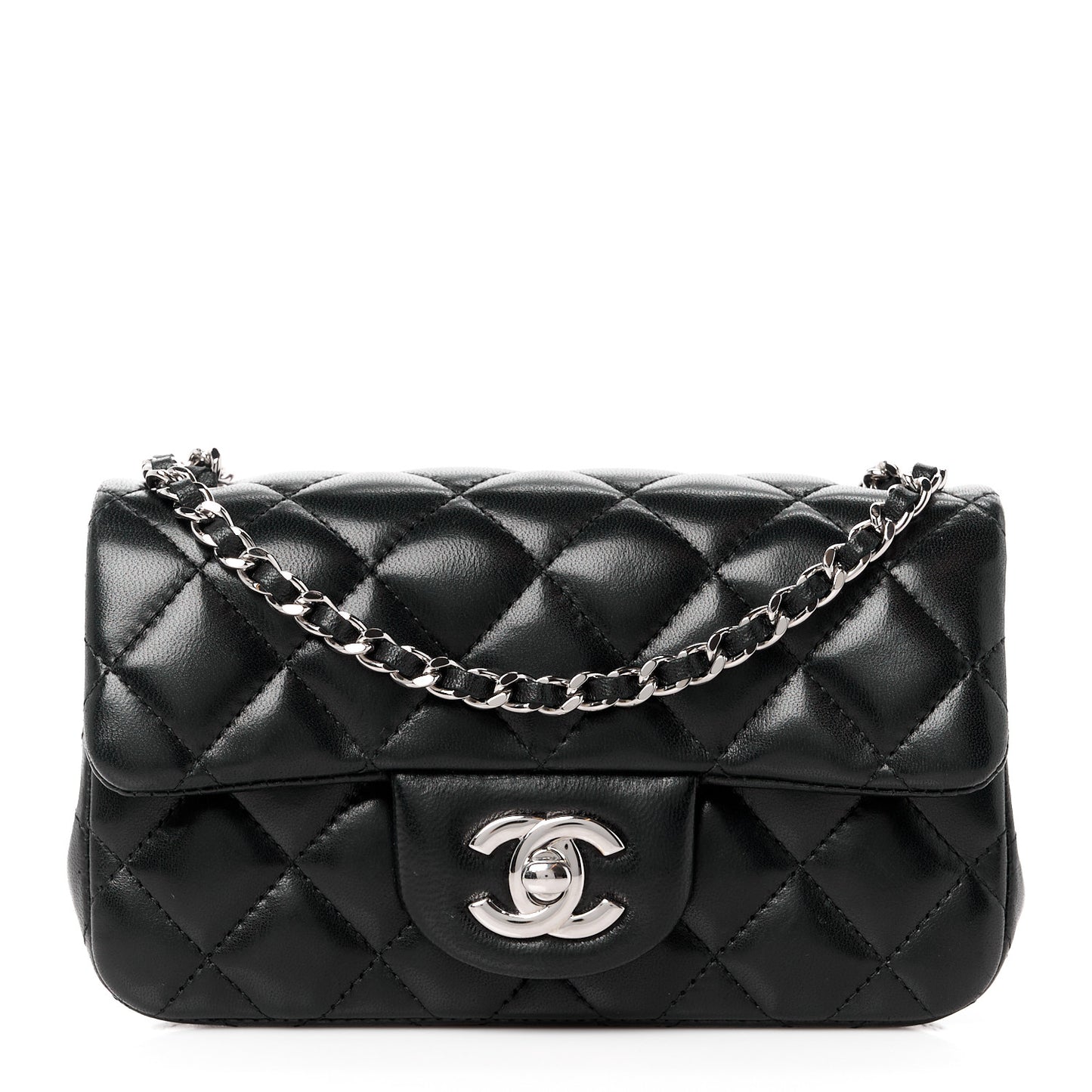 Lambskin Quilted Extra Mini Flap Black