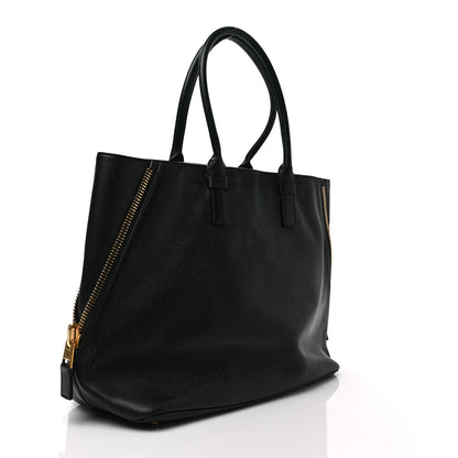 Tom Ford Pebbled Calfskin Large Jennifer Zip Tote Black 2 of 6