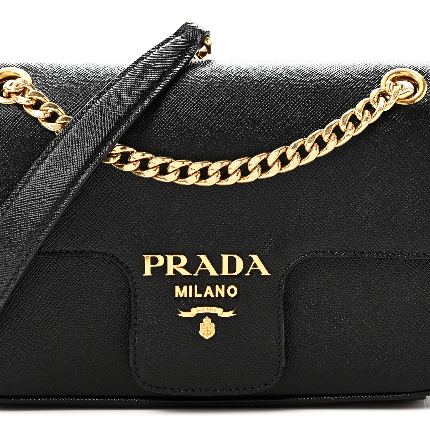 Saffiano Flap Shoulder Bag Black