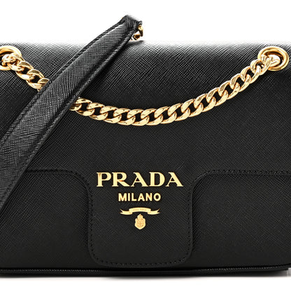 Prada Saffiano Flap Shoulder Bag Black 7 of 9